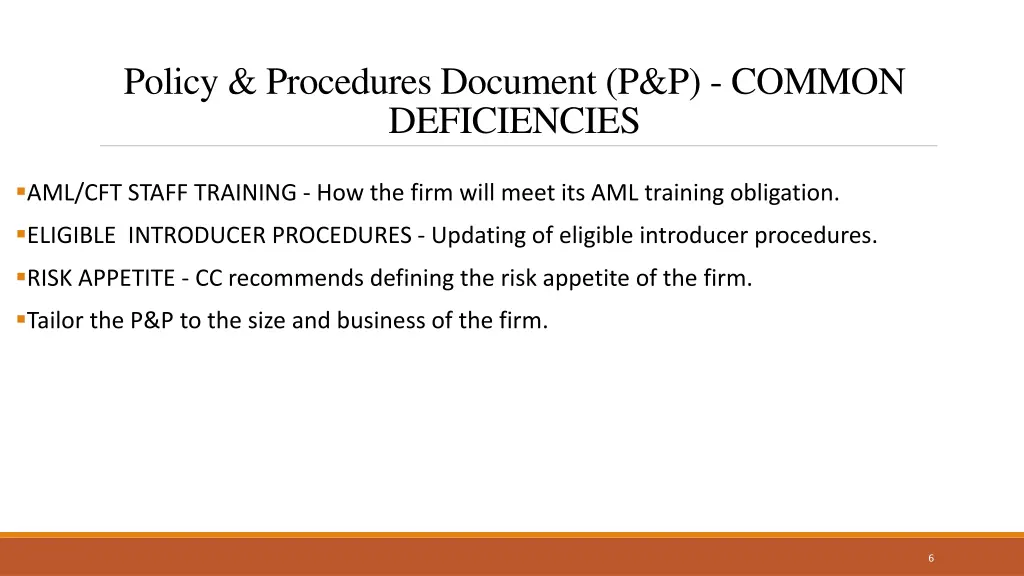 policy procedures document p p common deficiencies 1