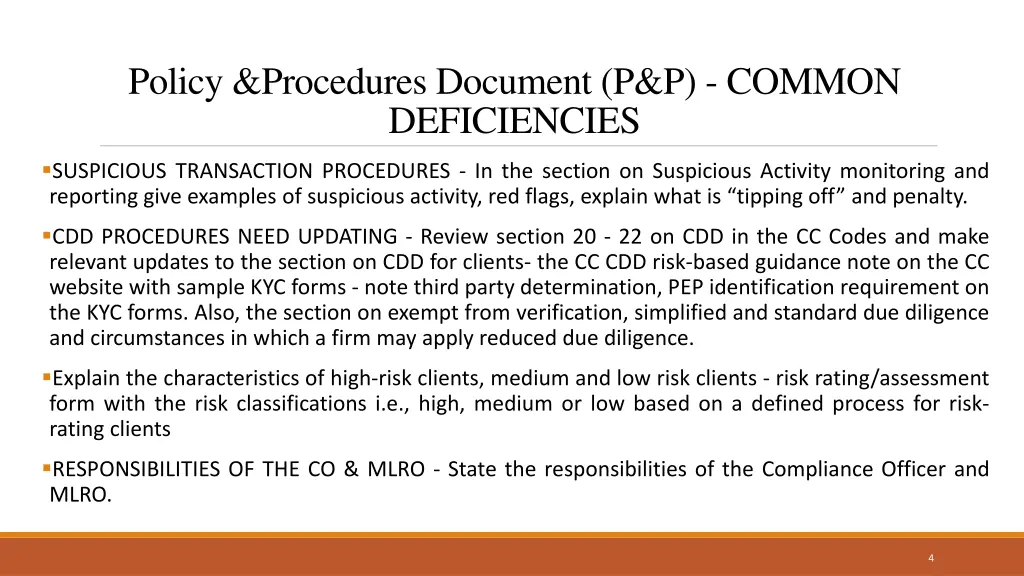 policy procedures document p p common deficiencies