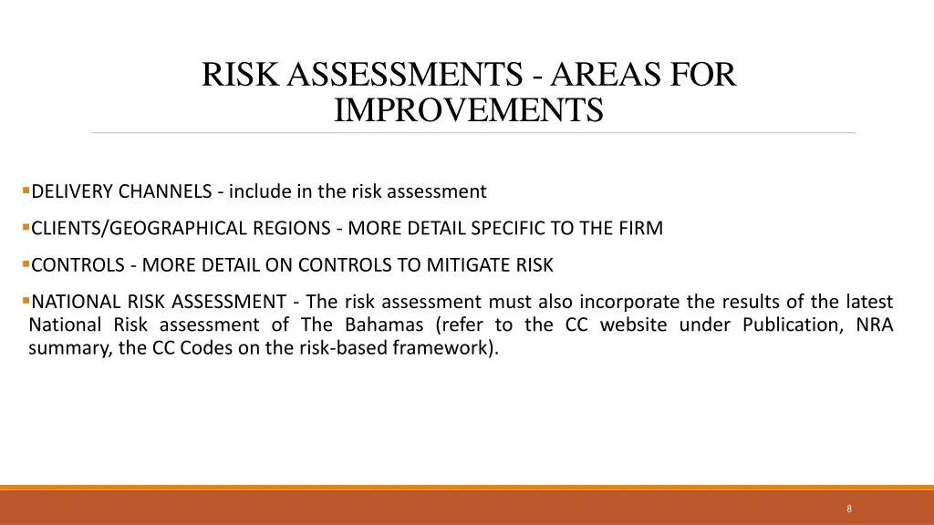 risk assessments areas for improvements 1