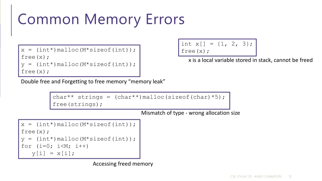 common memory errors