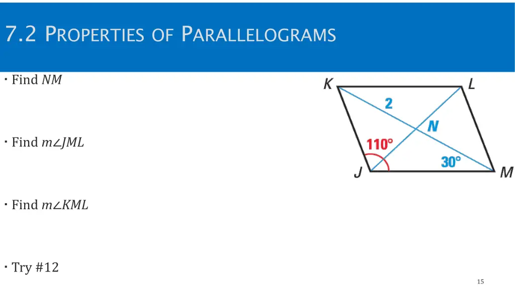 7 2 p roperties of p arallelograms 3