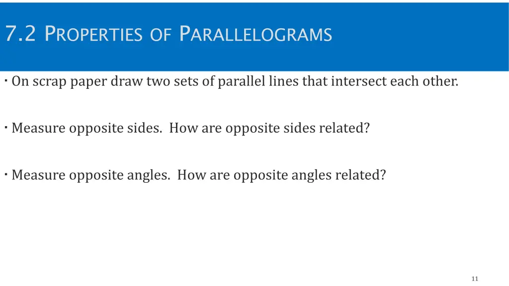 7 2 p roperties of p arallelograms