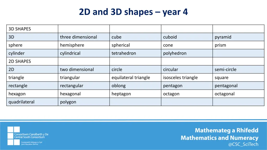 2d and 3d shapes year 4