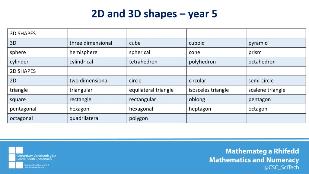 2d and 3d shapes year 5