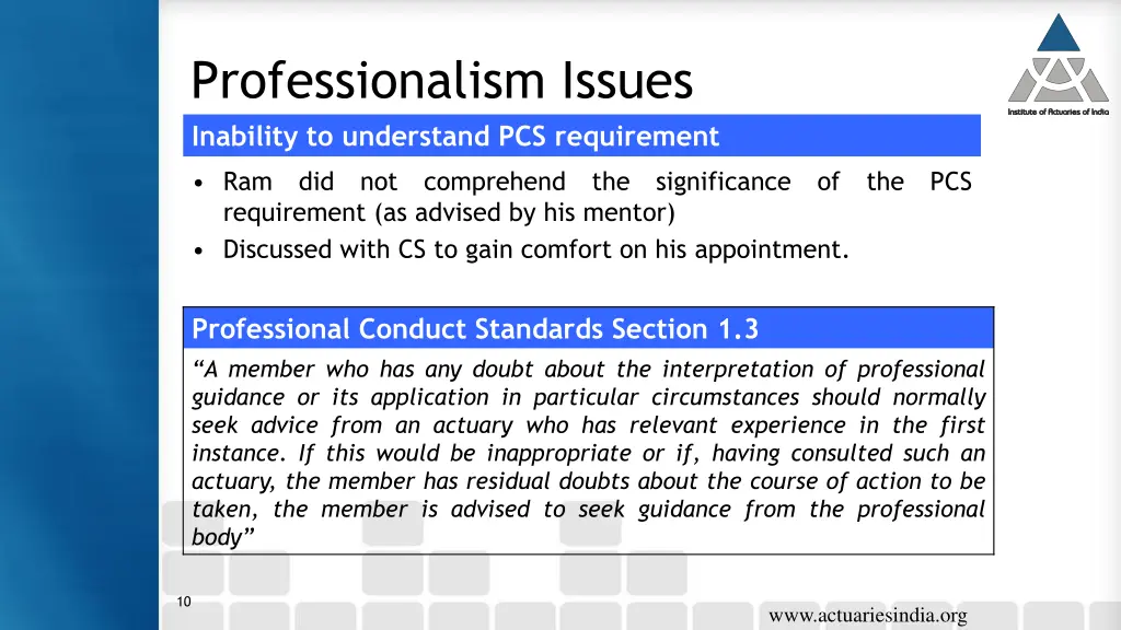 professionalism issues inability to understand