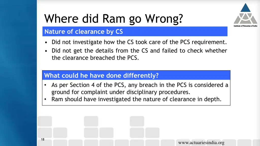 where did ram go wrong nature of clearance by cs