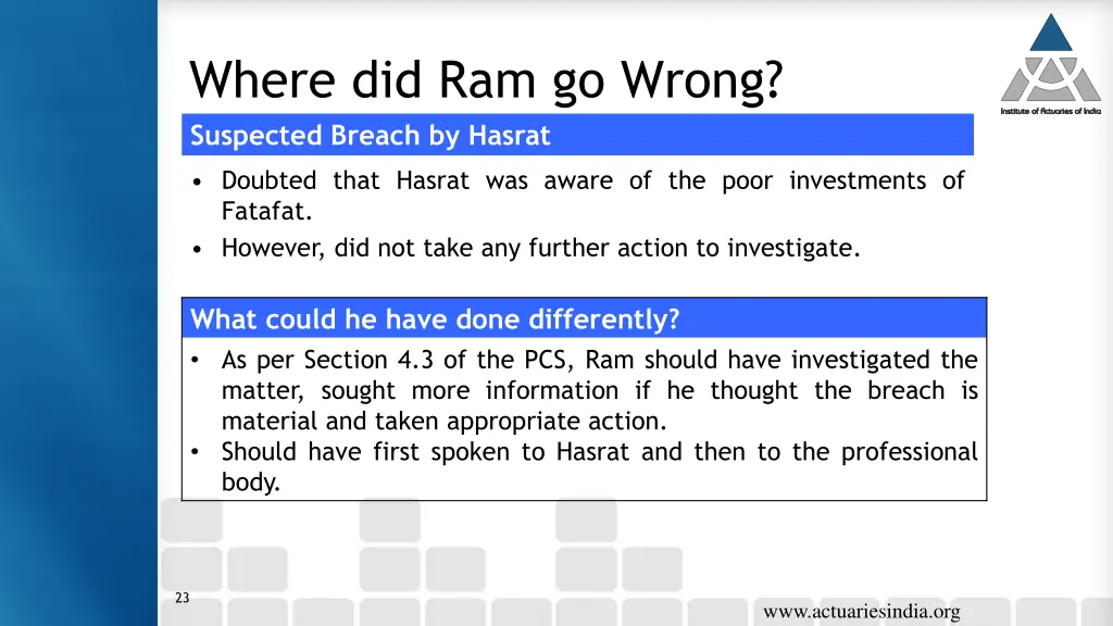 where did ram go wrong suspected breach by hasrat