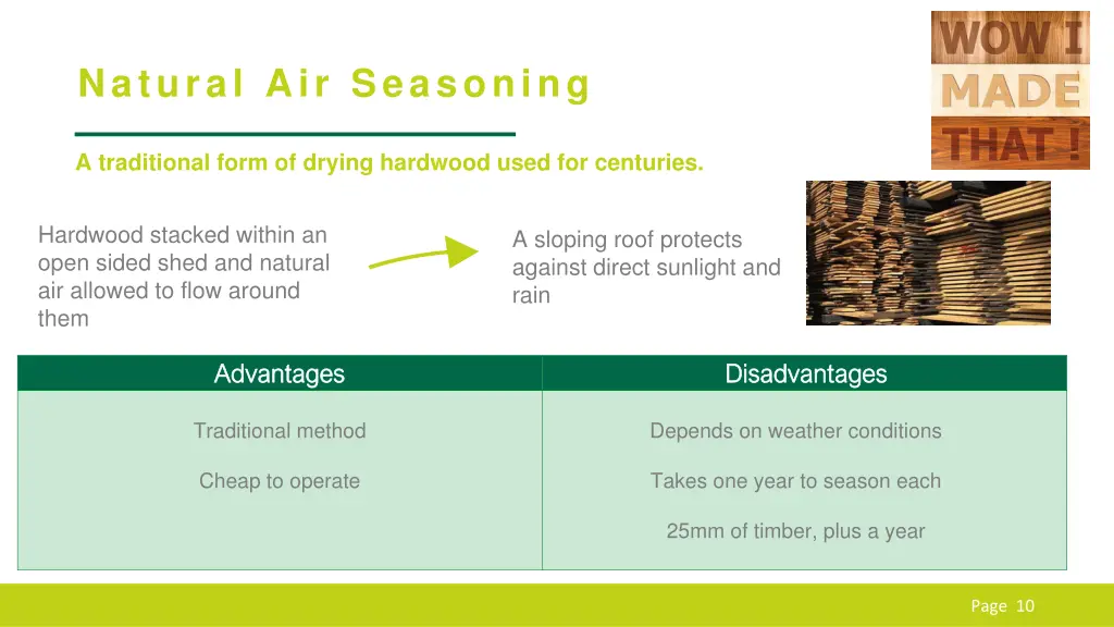 natural air seasoning