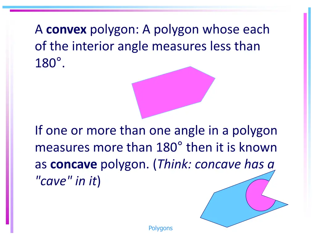 a convex polygon a polygon whose each