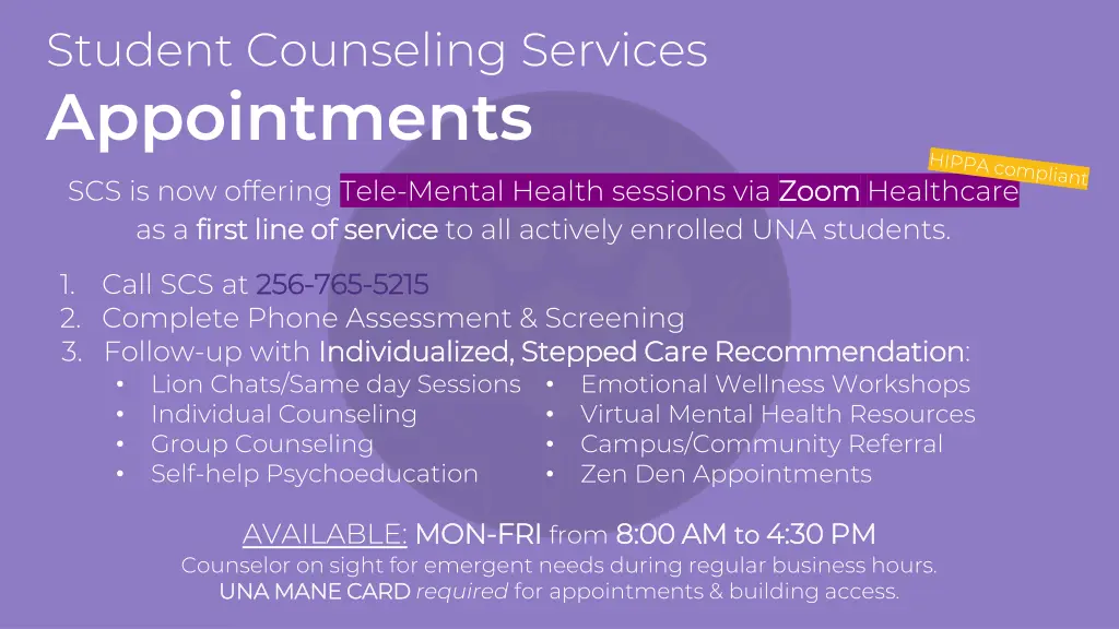 student counseling services appointments