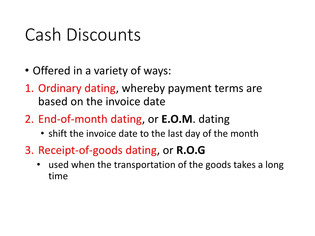 cash discounts