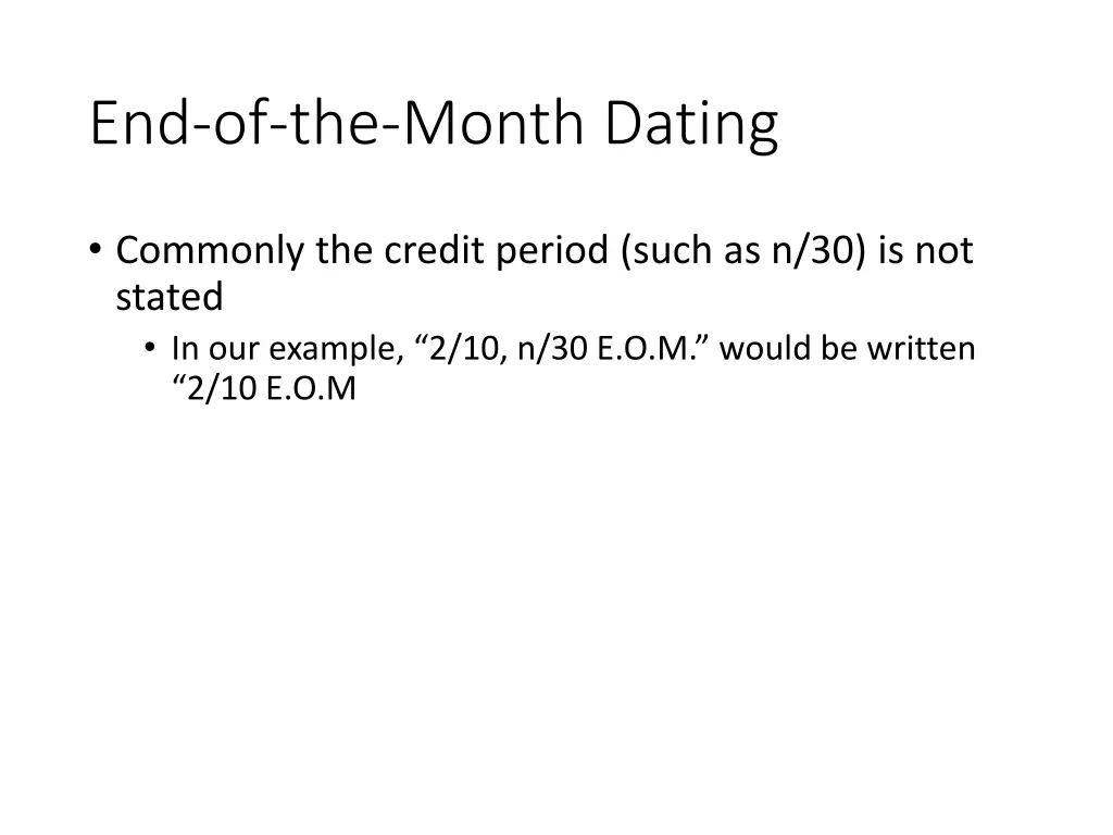 end of the month dating