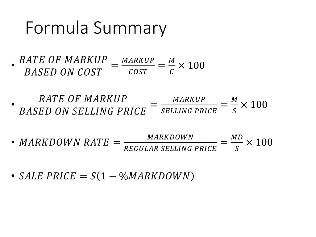 formula summary 1