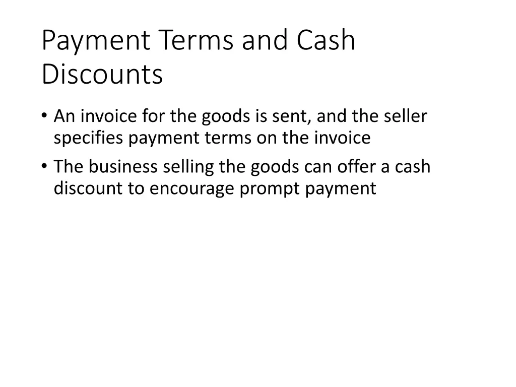 payment terms and cash discounts