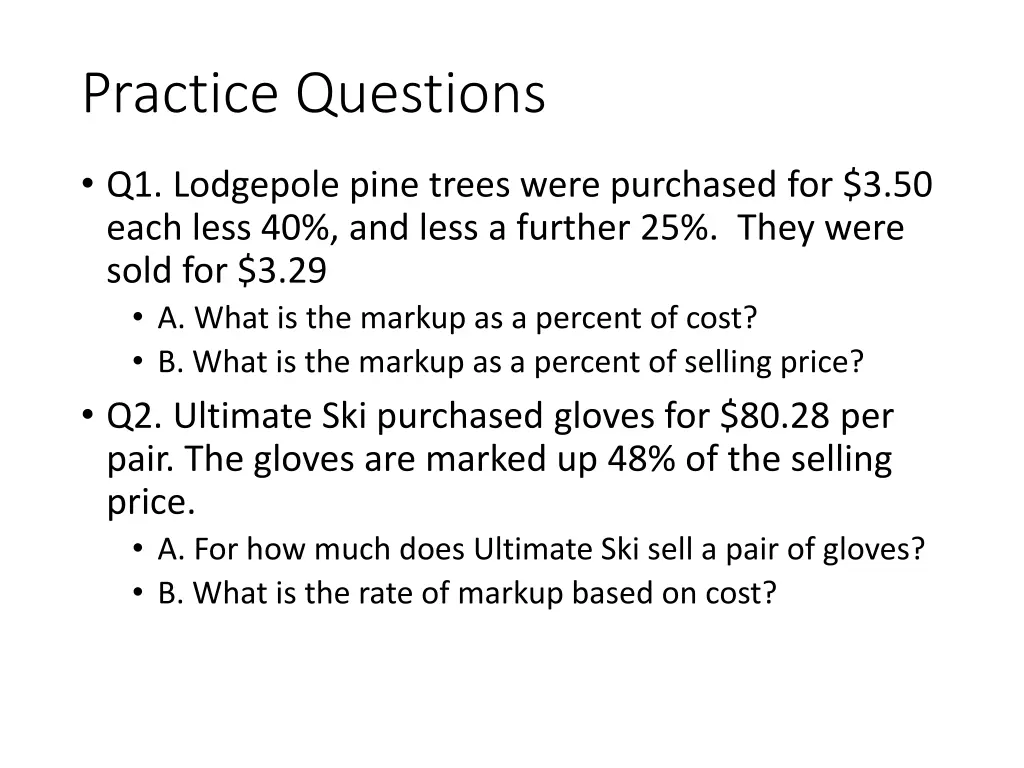 practice questions