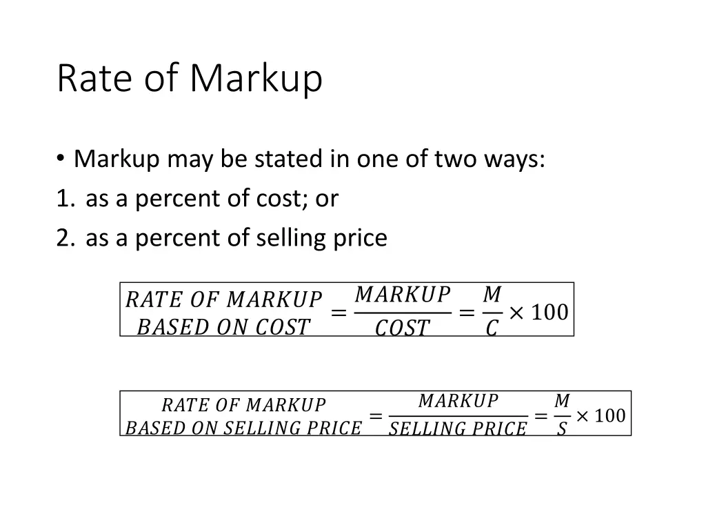 rate of markup