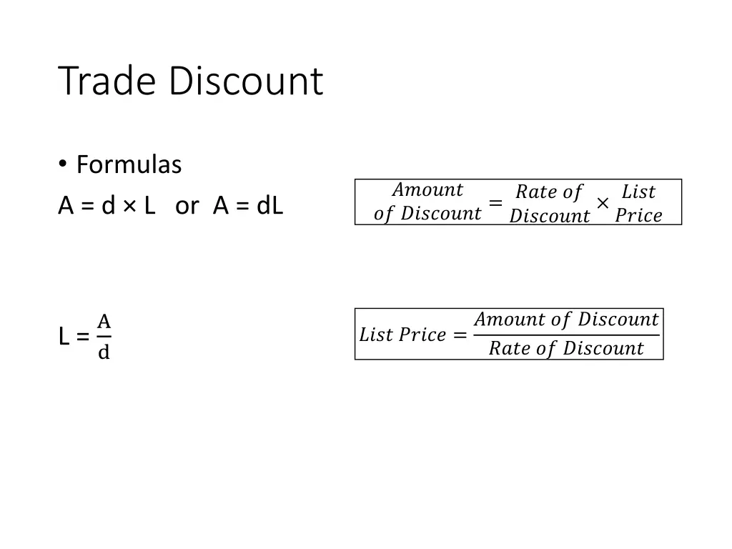 trade discount 1