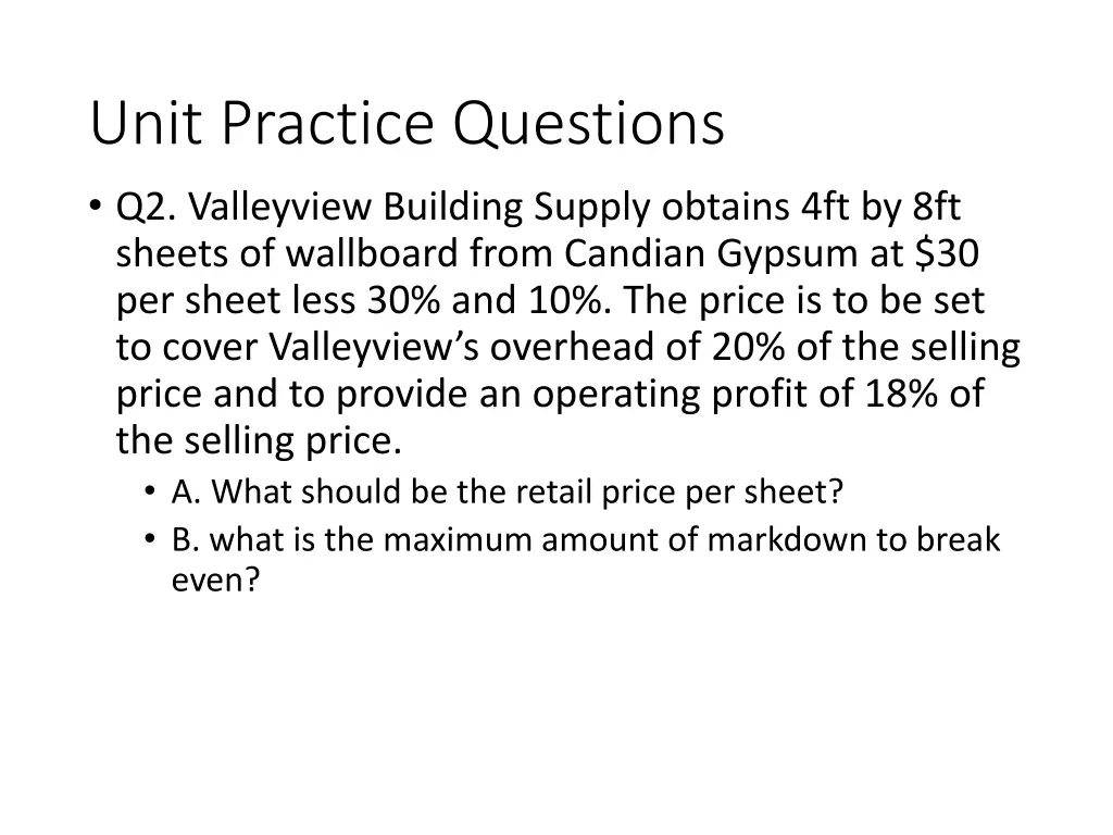 unit practice questions q2 valleyview building