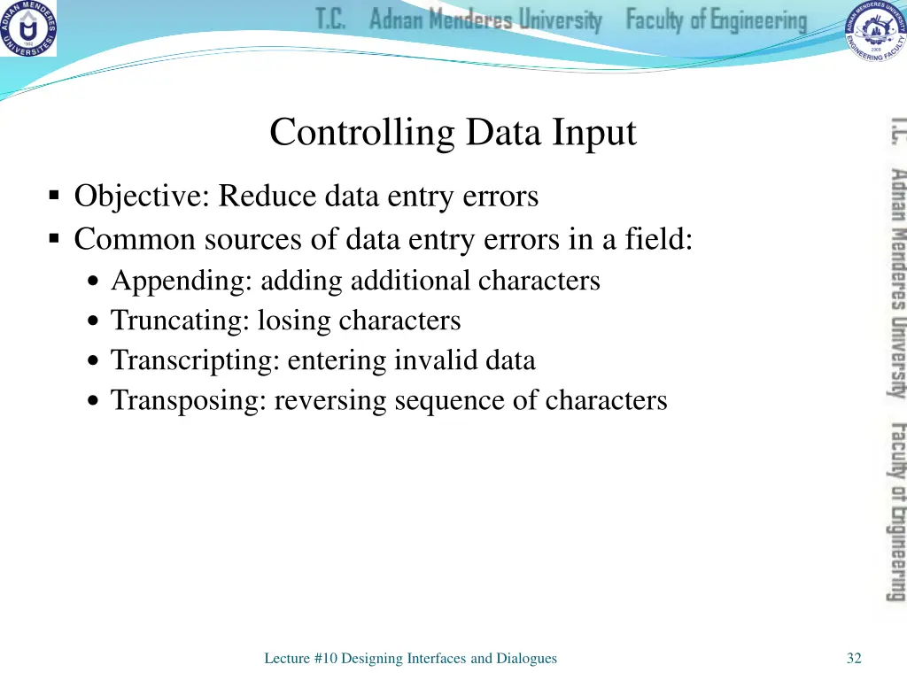 controlling data input