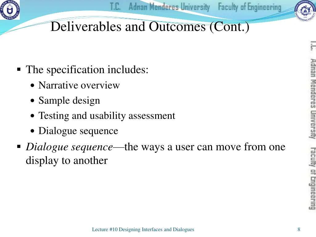 deliverables and outcomes cont