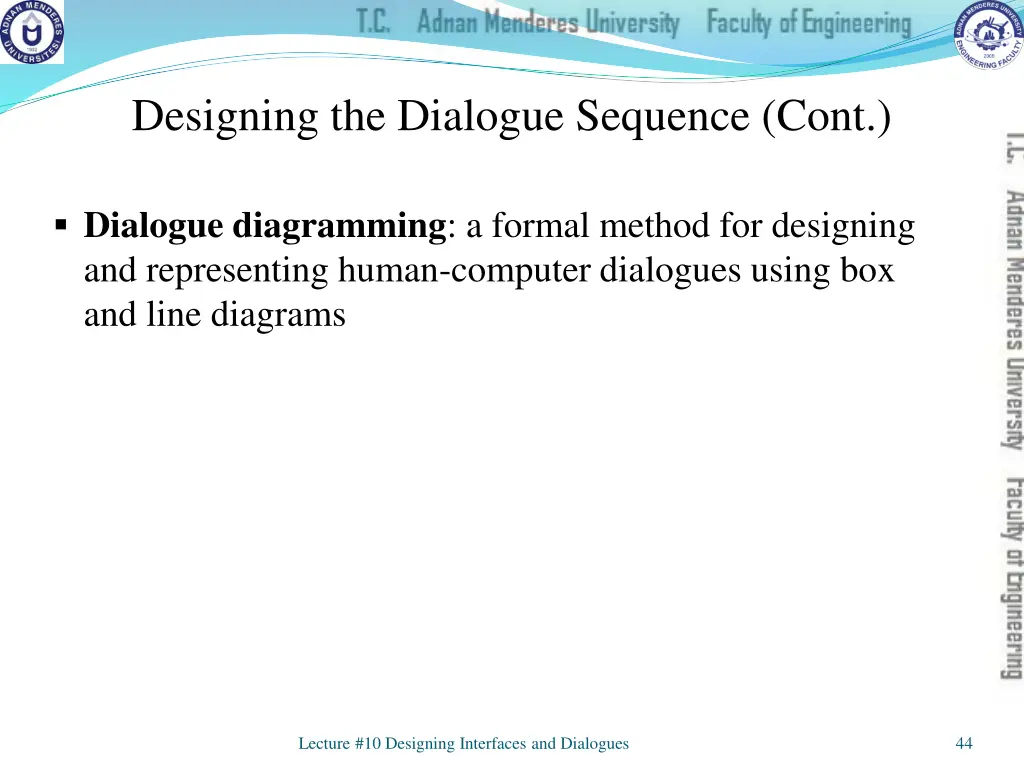 designing the dialogue sequence cont