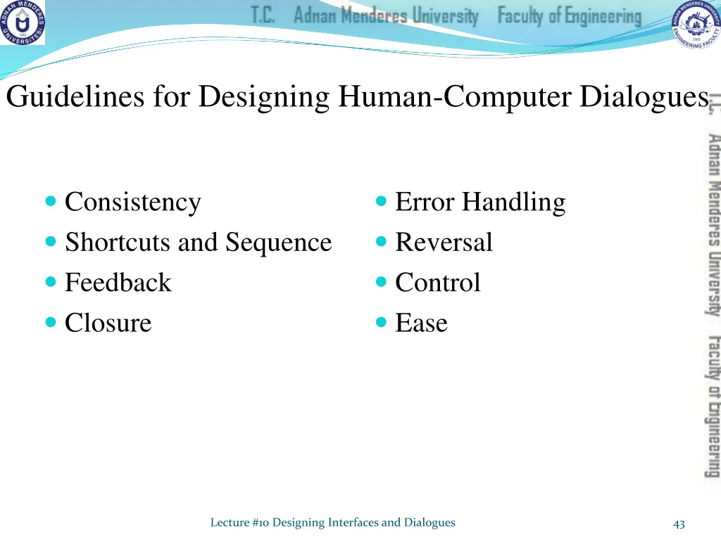 guidelines for designing human computer dialogues