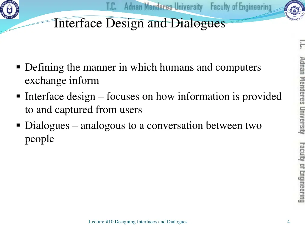 interface design and dialogues