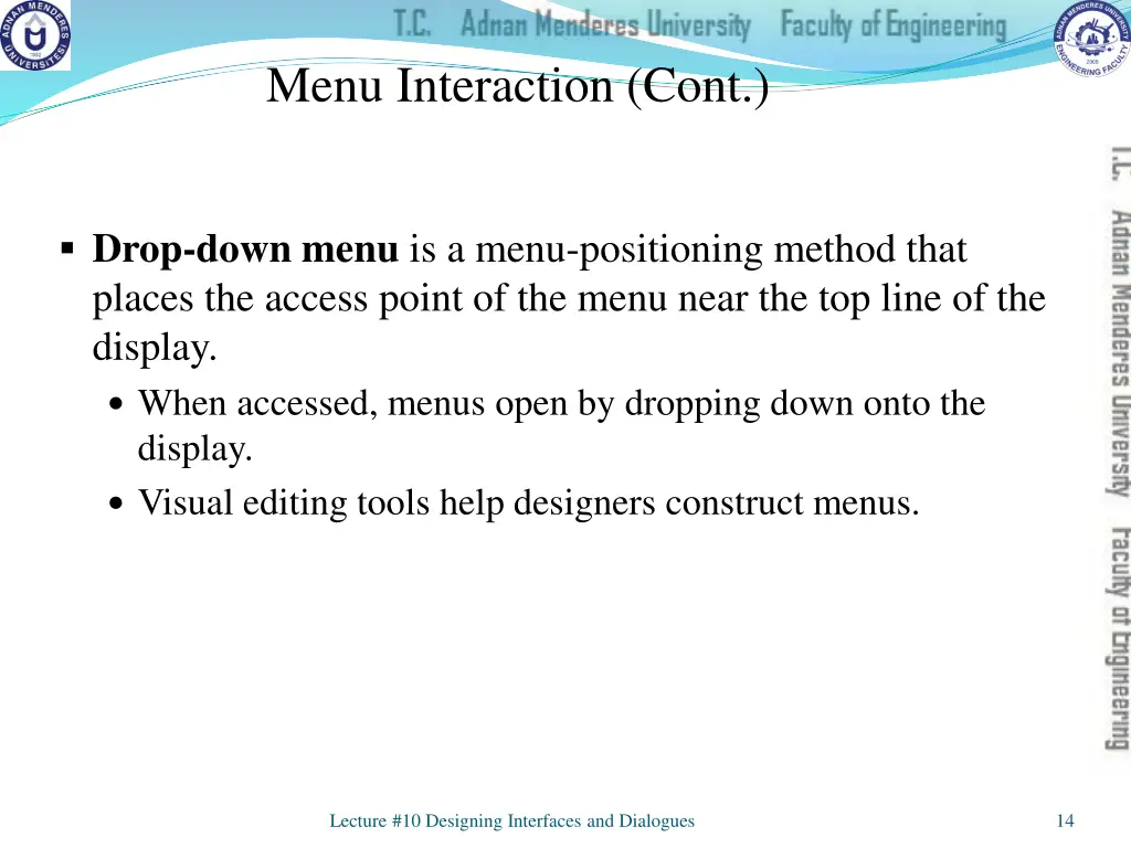 menu interaction cont