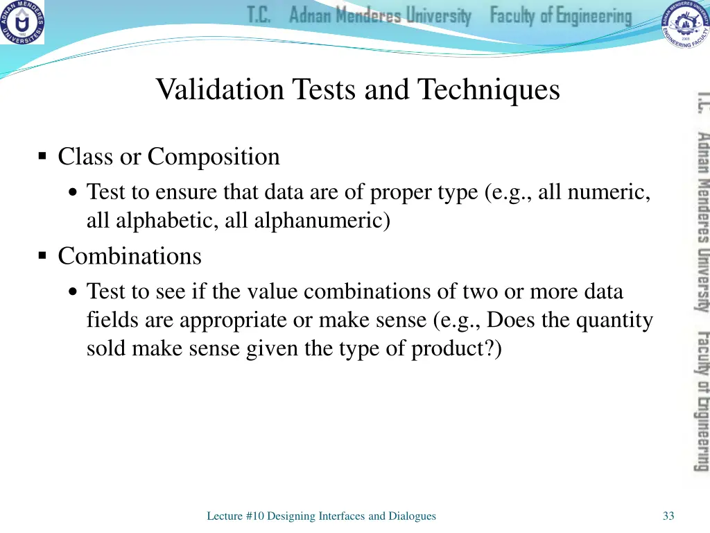 validation tests and techniques