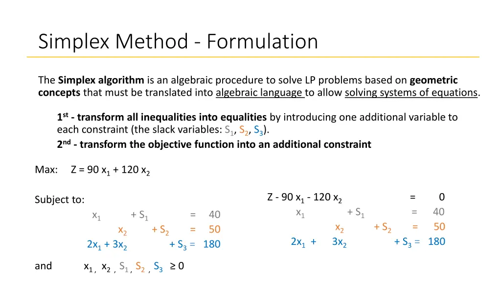 simplex method formulation 4