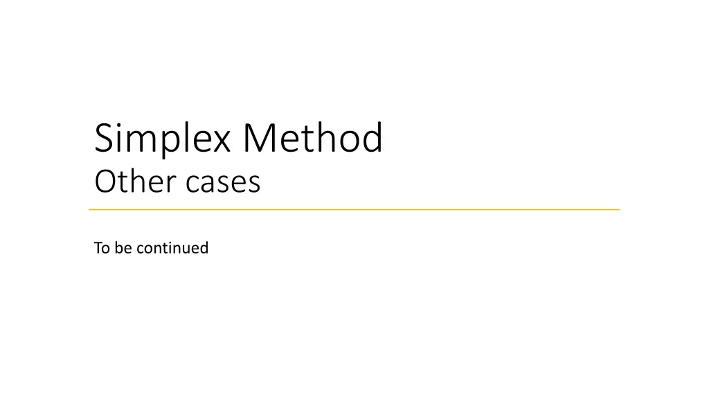 simplex method other cases