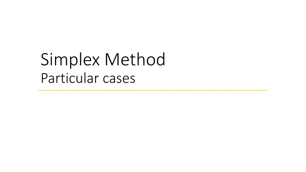 simplex method particular cases