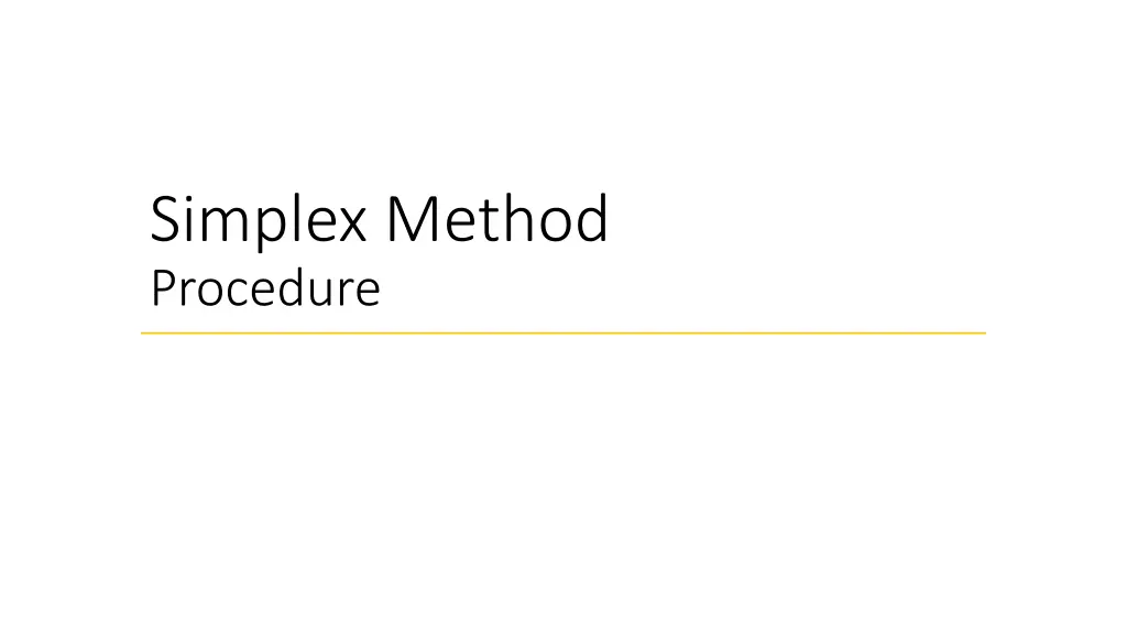 simplex method procedure