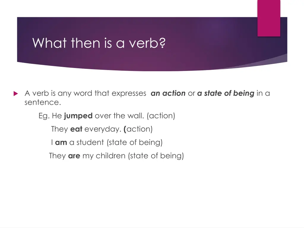 what then is a verb