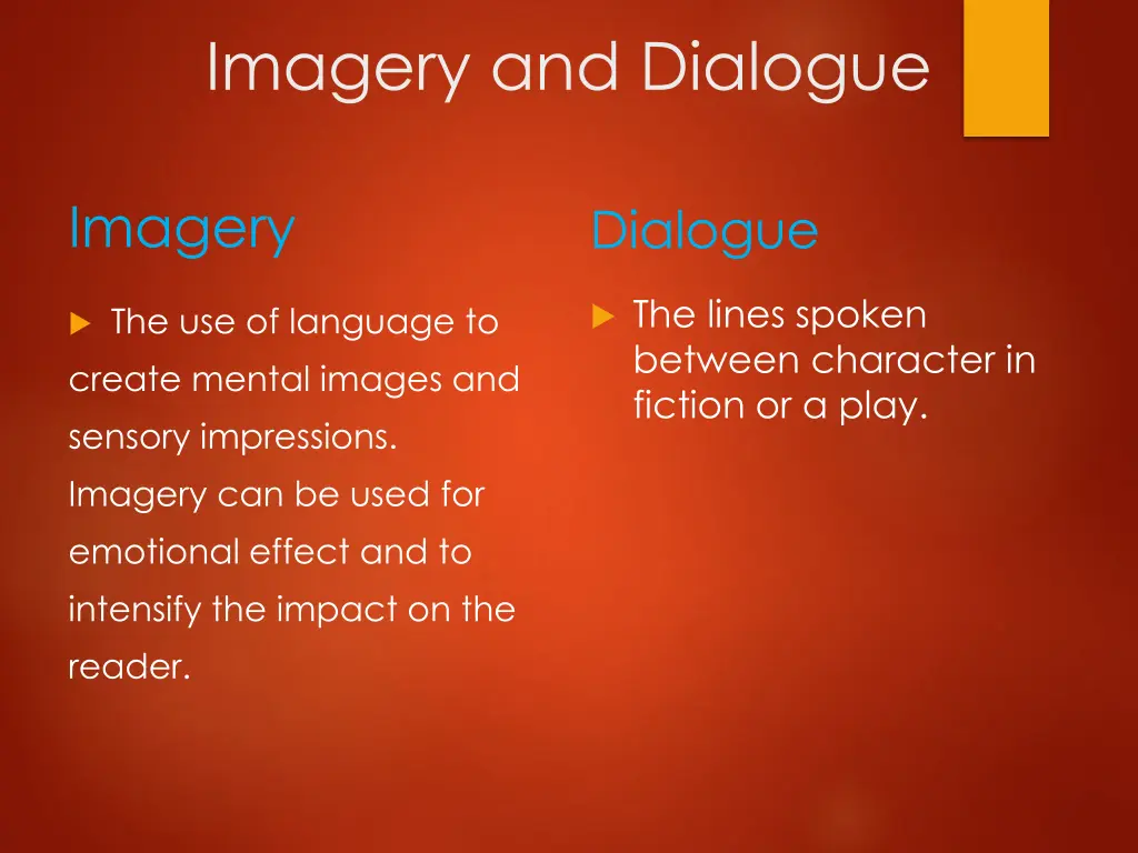 imagery and dialogue