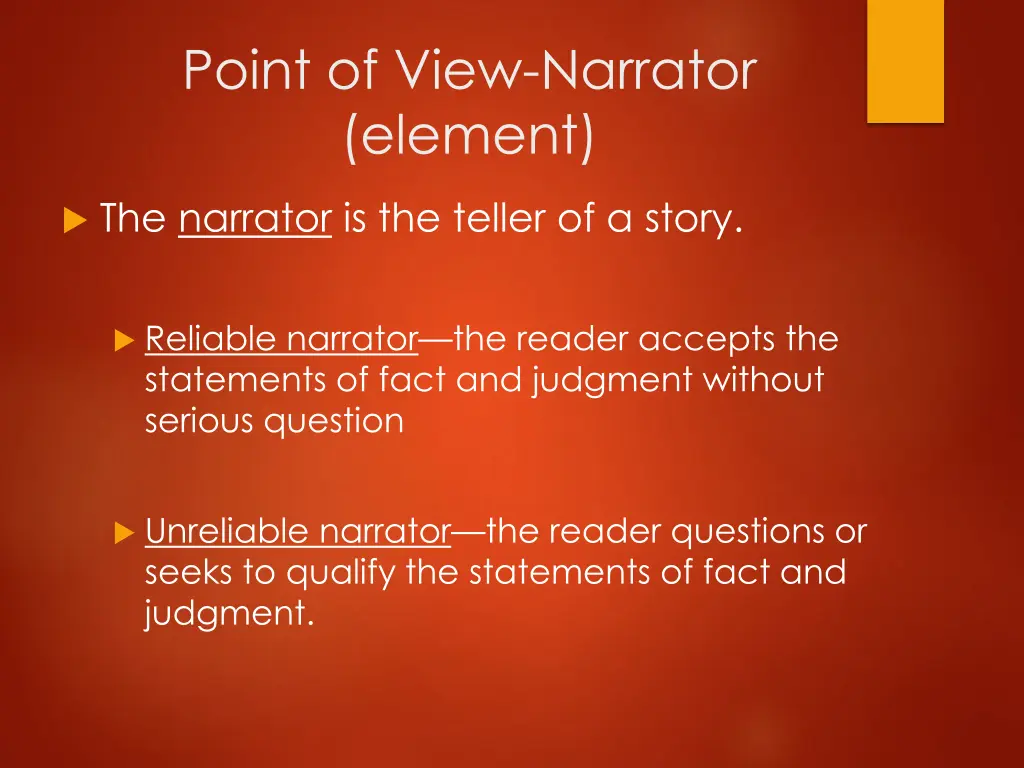 point of view narrator element