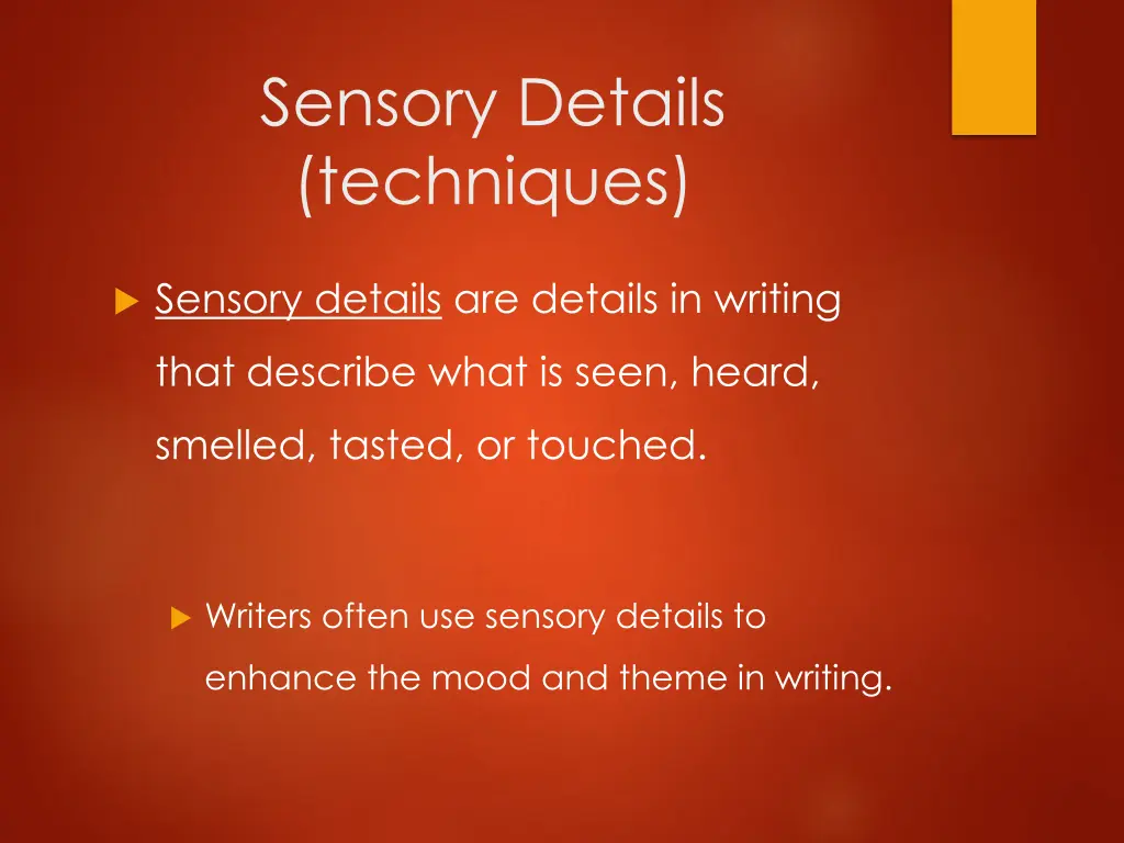 sensory details techniques