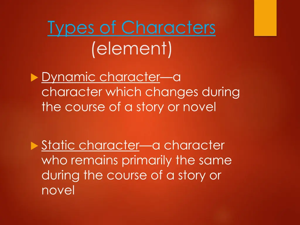 types of characters element