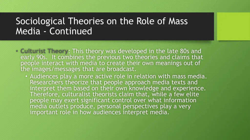 sociological theories on the role of mass media 1