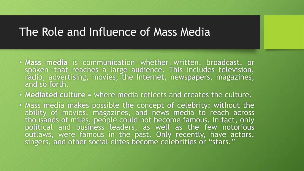 the role and influence of mass media