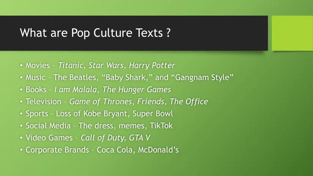 what are pop culture texts