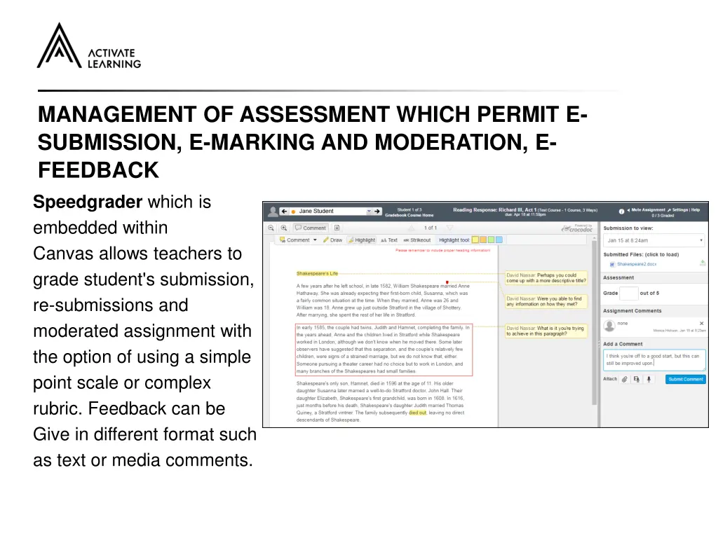 management of assessment which permit