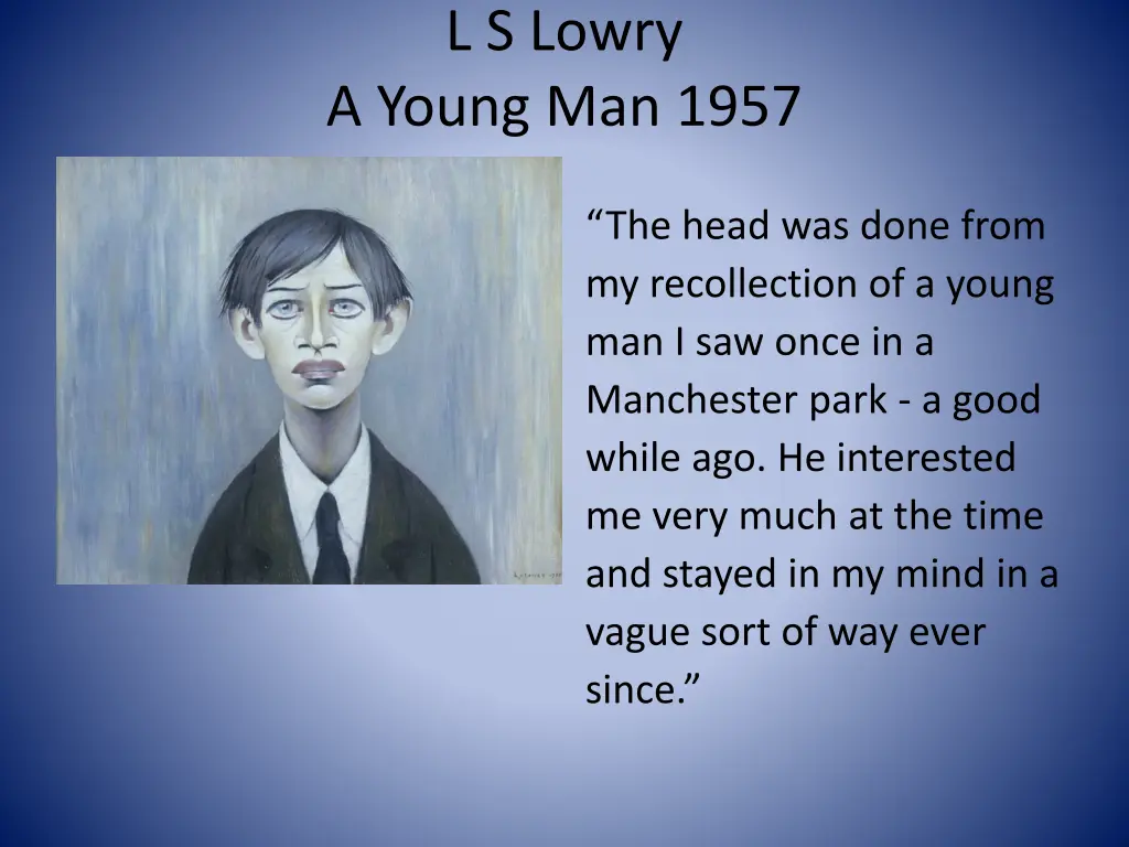 l s lowry a young man 1957 1