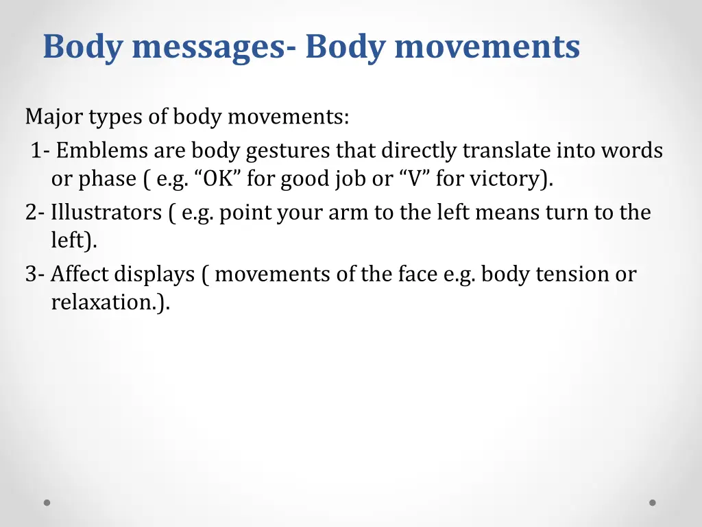 body messages body movements