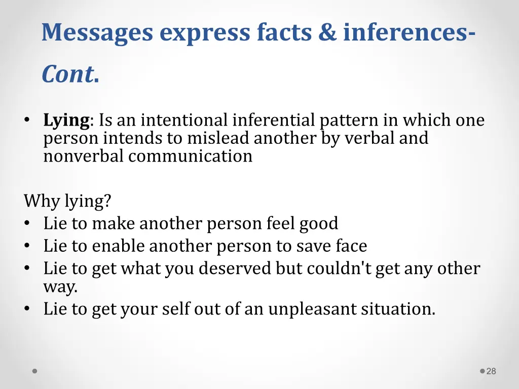 messages express facts inferences cont