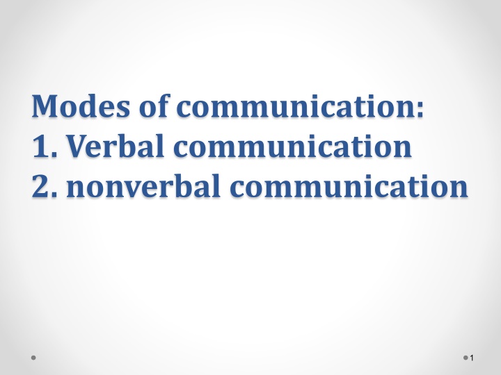 modes of communication 1 verbal communication