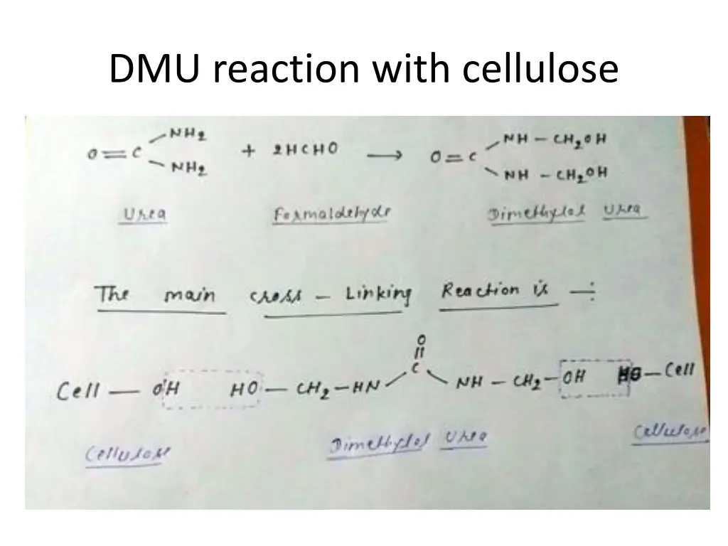 dmu reaction with cellulose