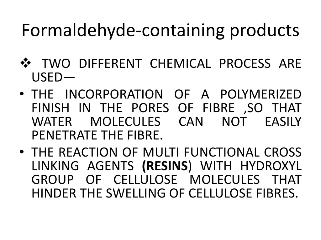 formaldehyde containing products