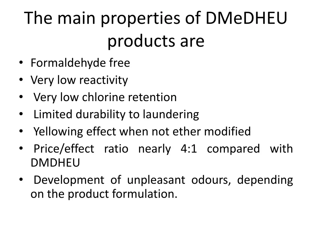 the main properties of dmedheu products