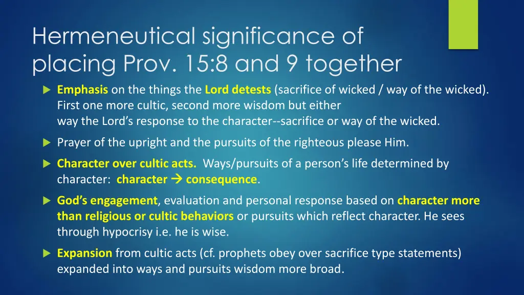 hermeneutical significance of placing prov